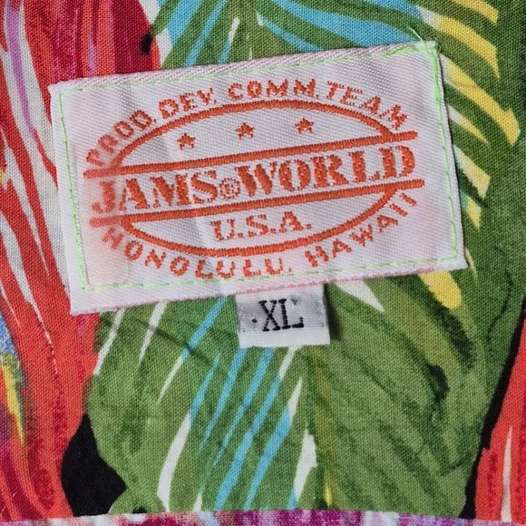 VTG Jams World Hawaiian Aloha Shirt‎ Made in USA Bold Floral Tropical Men's XL - Picture 6 of 7